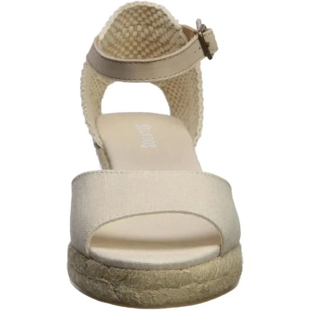 Soludos Open Toe Mid Wedge Espadrille Sandal Shoe Linen New NIB 9.5